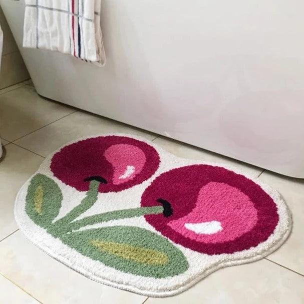 Cherry Tufted Bath Mat - Non-Slip and Absorbent