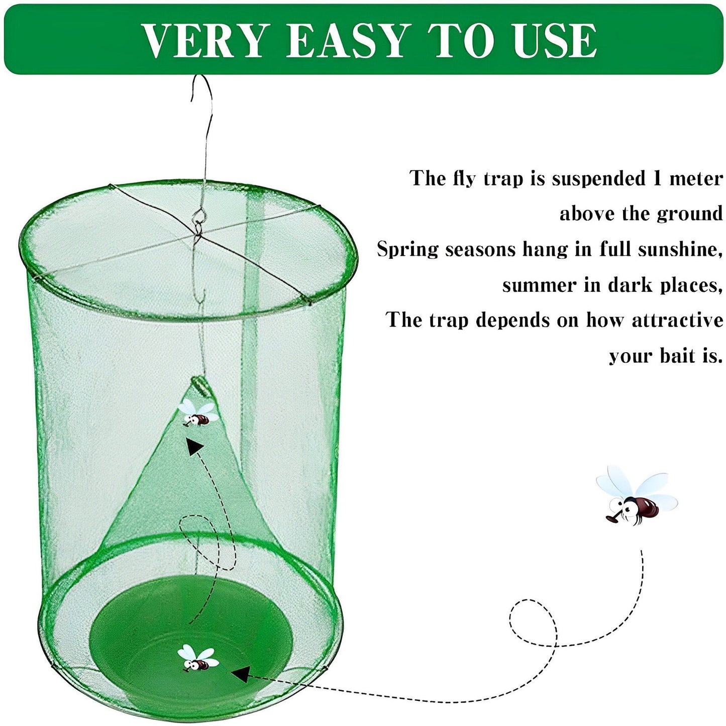 Non-Toxic Fly Trap with Organic Lures - Reusable and Odorless