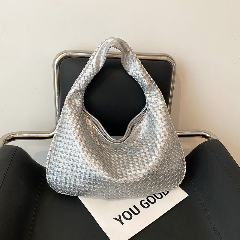 Elegant Woven Handbag for Women - Stylish PU Leather Tote