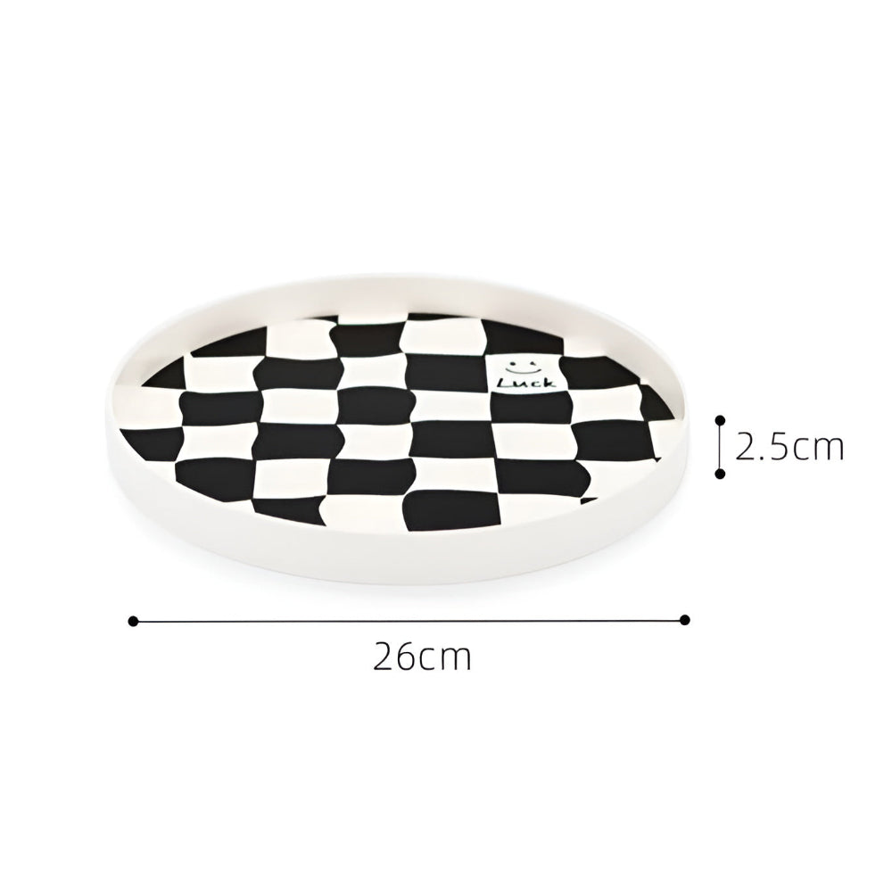 Round Checkerboard Storage Tray for Organizing Essentials