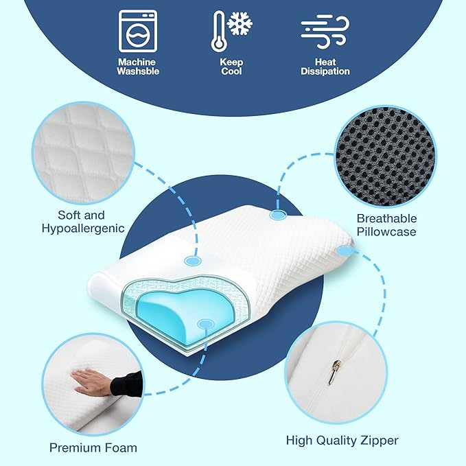 Ergonomic Anti-Snoring Pillow with Memory Foam Support