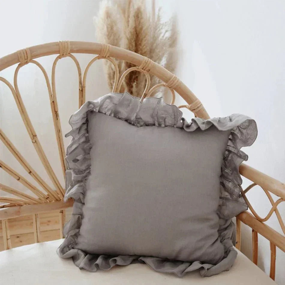 Soft Linen Ruffle Pillowcase Cover