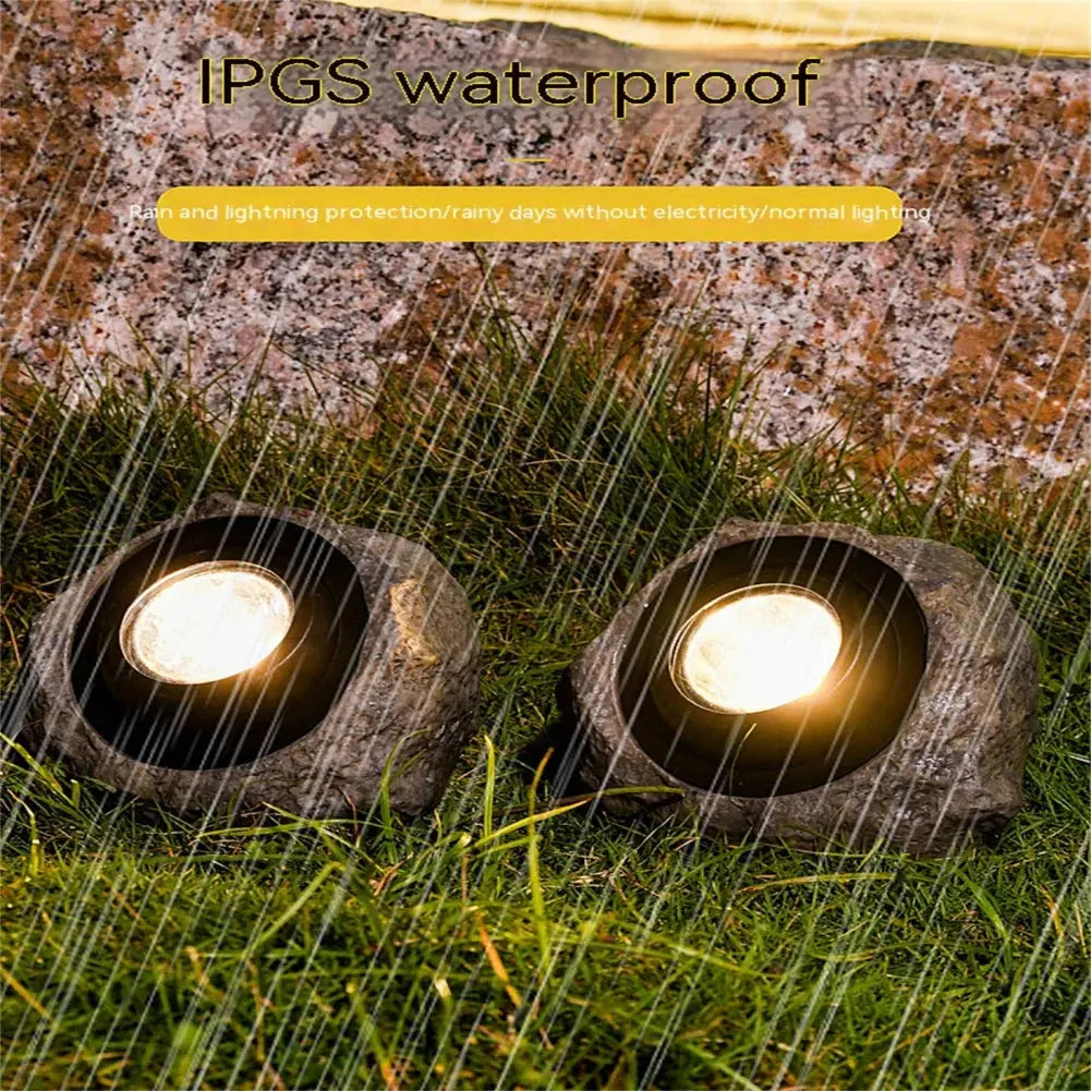 Stone-Look Solar Garden Lights with LED Illumination