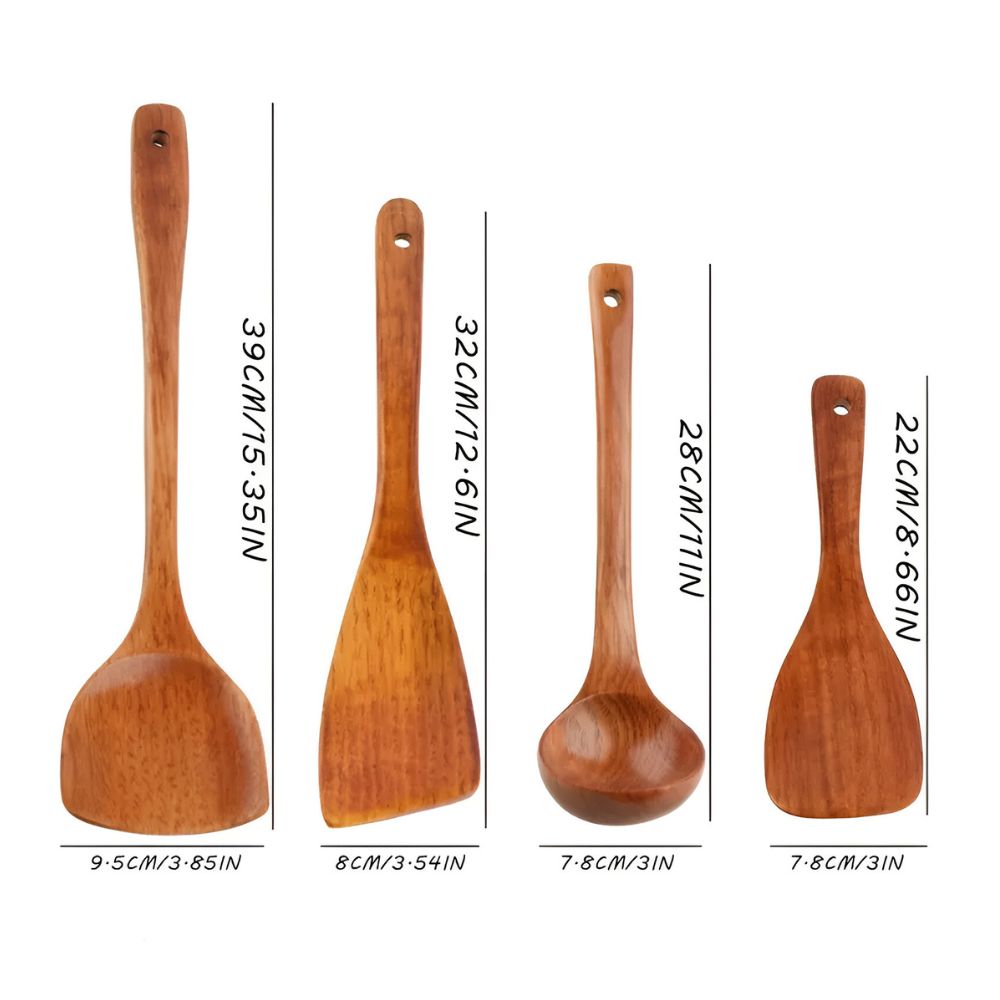 Premium Natural Hardwood Kitchen Utensil Set