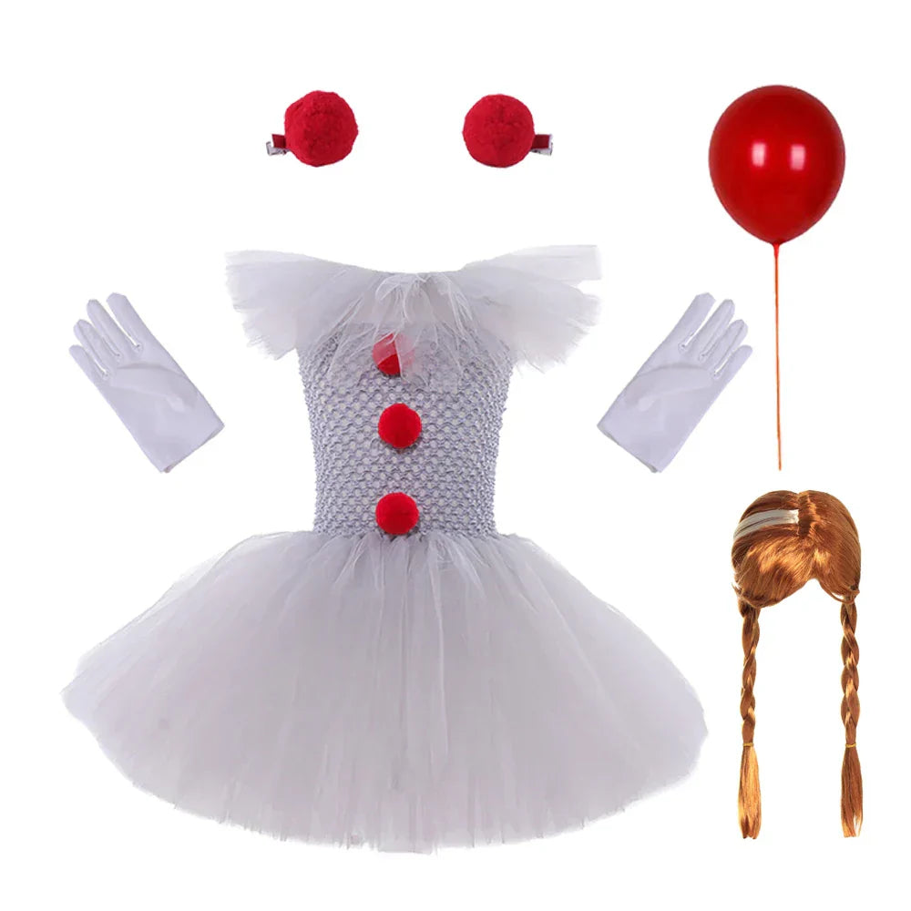 Kids Halloween Dress with Adjustable Straps and Tulle Skirt