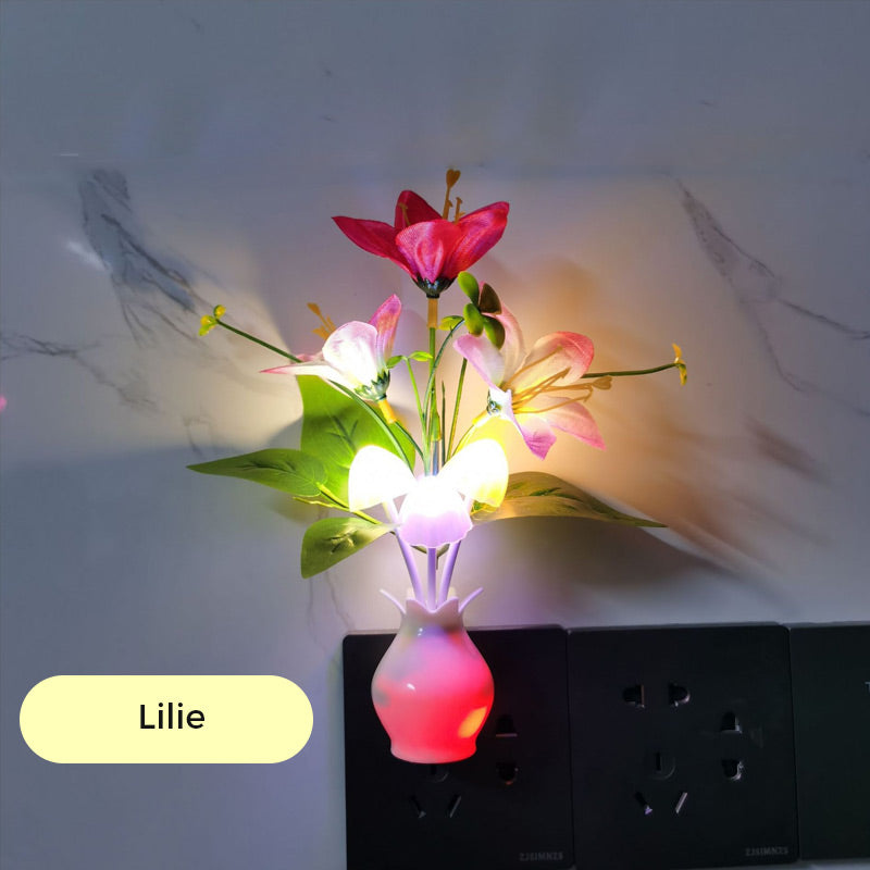 LED Flower Night Light with Smart Sensor for Bedroom