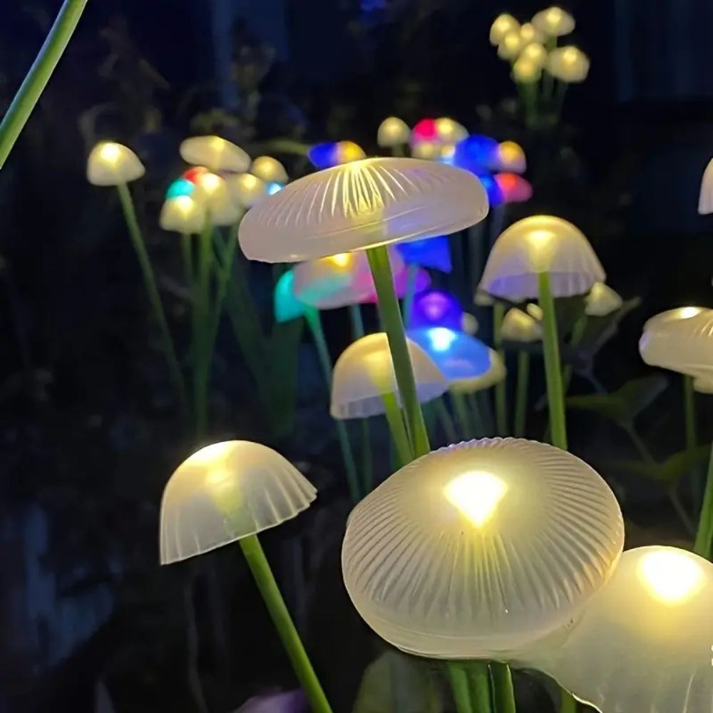 Solar-Powered Wobble Mushroom Garden Lights