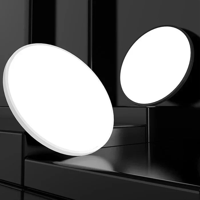 Modern Round LED Ceiling Light in White and Black Metal