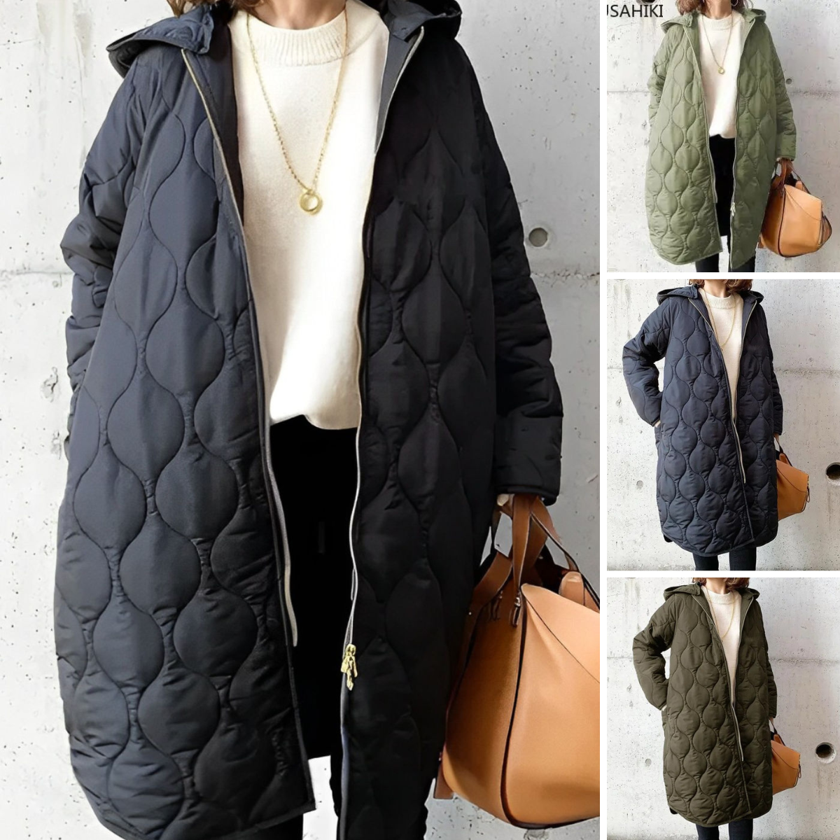 Insulated Women's Winter Jacket with Stylish Rhombus Pattern