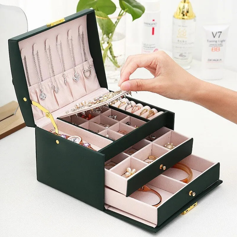 Three-Layer Velvet Lined Jewellery Box