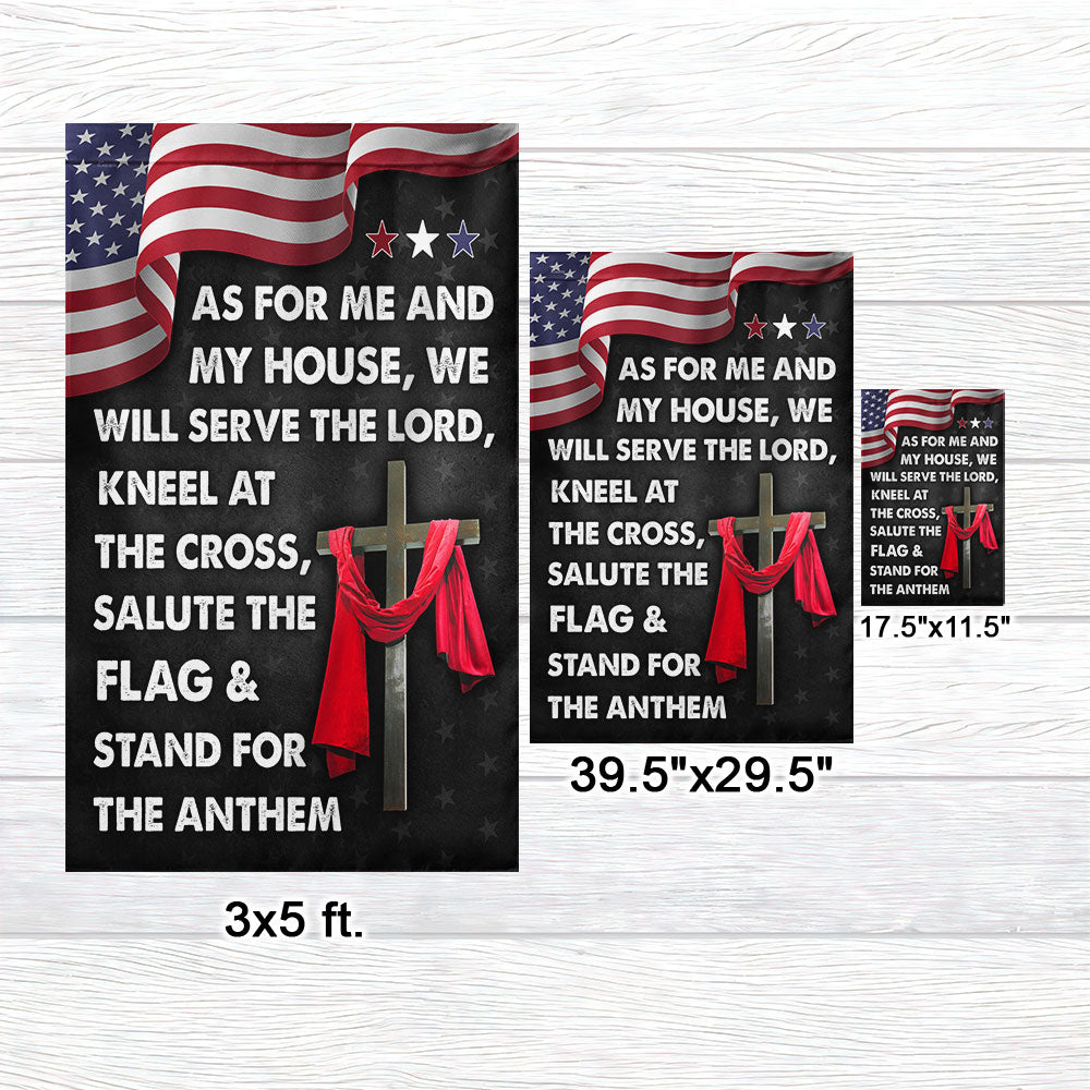 Jesus Cross American Flag - As For Me And My House We Will Serve The Lord