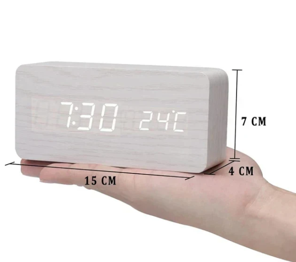 Minimalist LED Wooden Clock with Adjustable Brightness