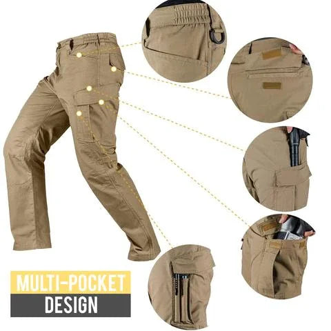 Durable Cargo Pants with 9 Pockets and Comfortable Fit
