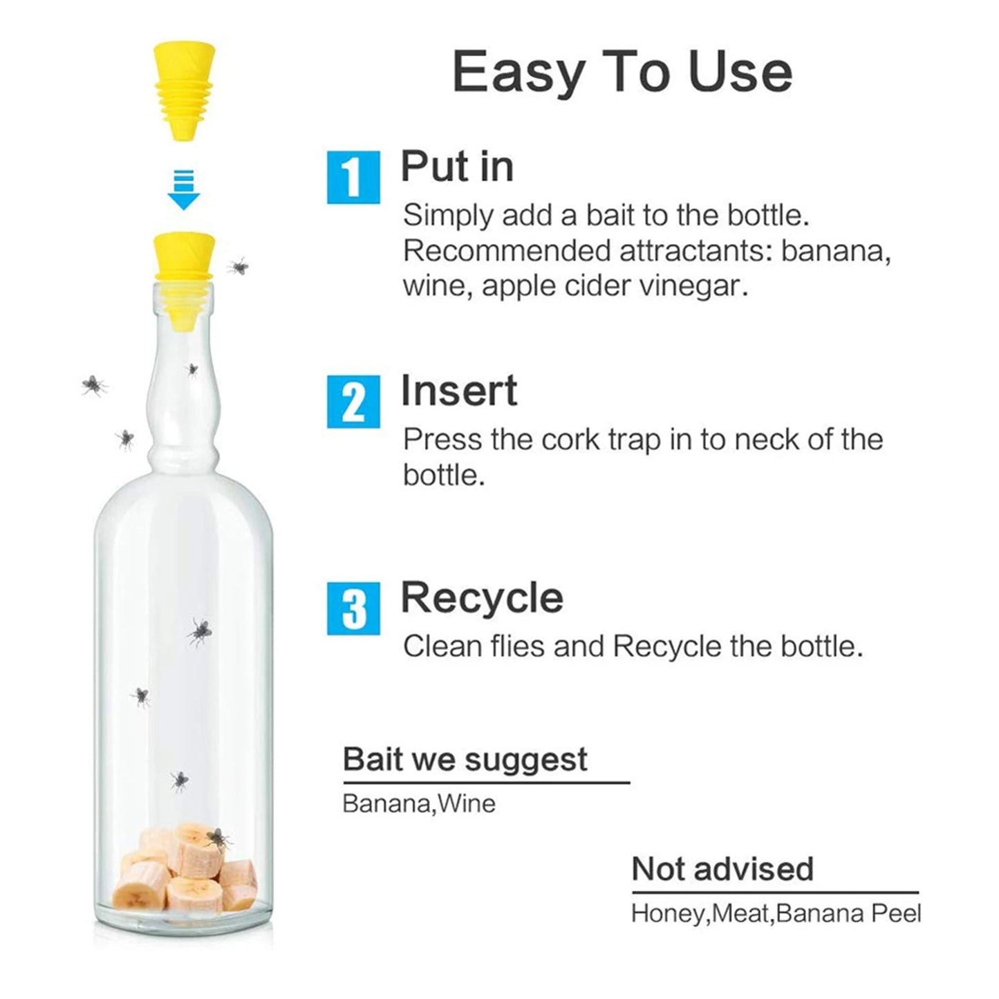 Reusable Silicone Fruit Fly Trap Funnel - Chemical-Free Solution