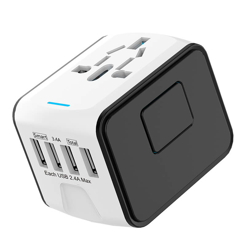 Universal Travel Adapter for 5 Devices with Fast Charging and Worldwide Compatibility