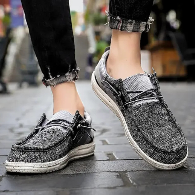 Unisex Lightweight Canvas Slip-On Casual Shoes with Elastic Laces
