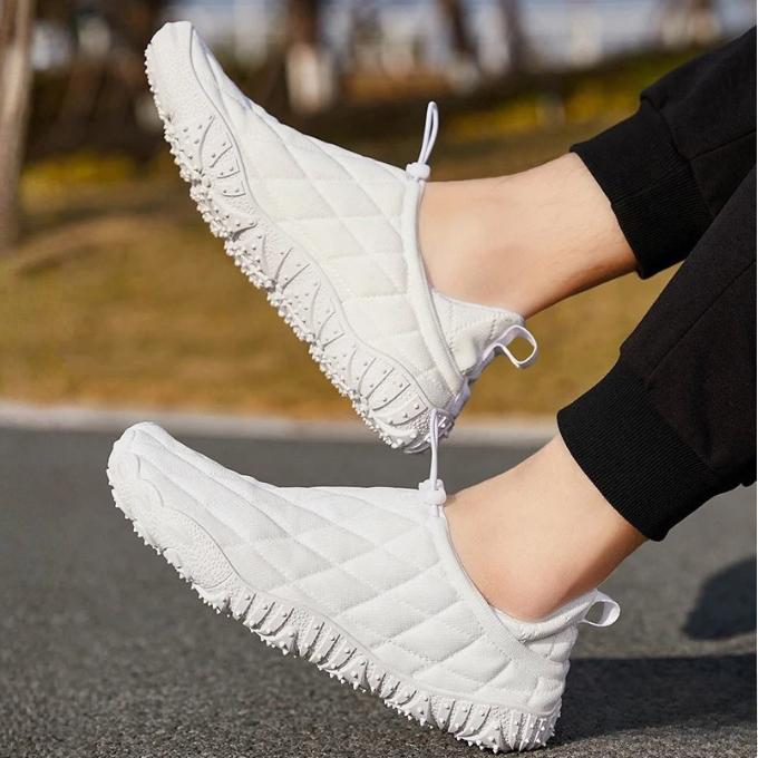 Quilted Puffer Walking Shoes with Enhanced Grip Sole