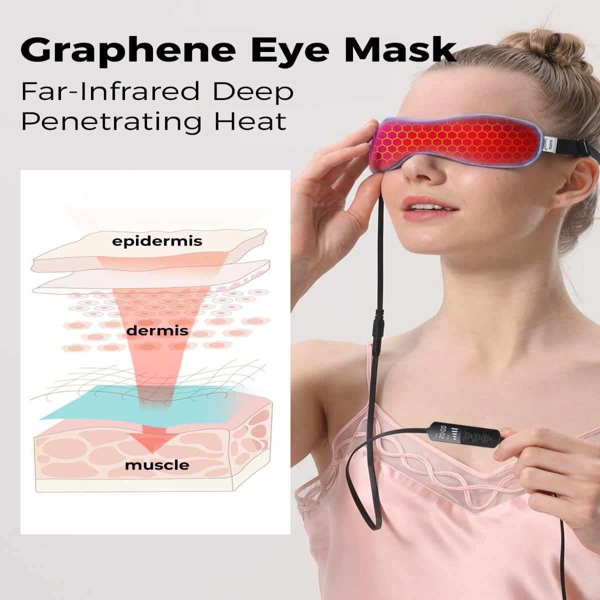 Heated Eye Mask with Graphene Technology and Adjustable Strap