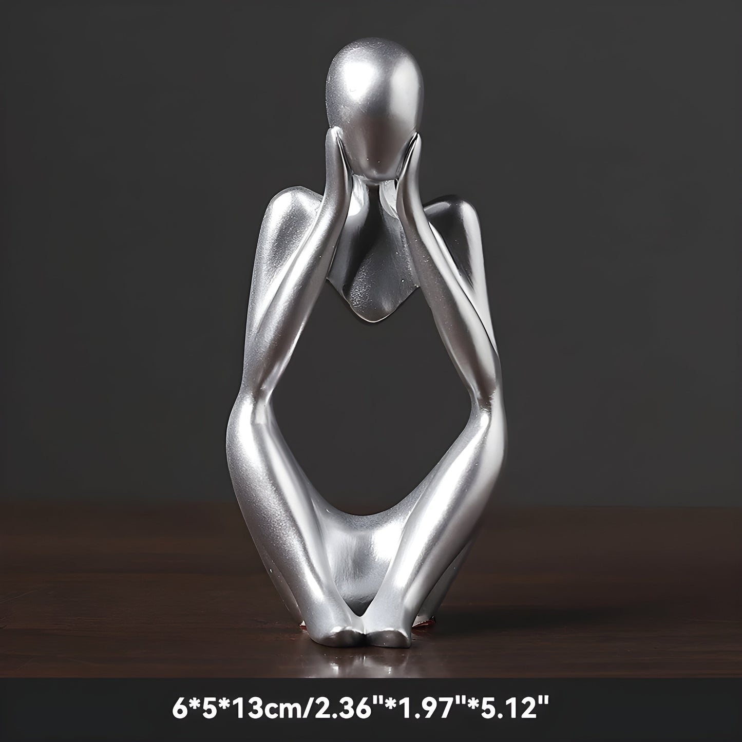 Abstract Yoga Thinker Sculpture in Sand-Hued Scandinavian Design