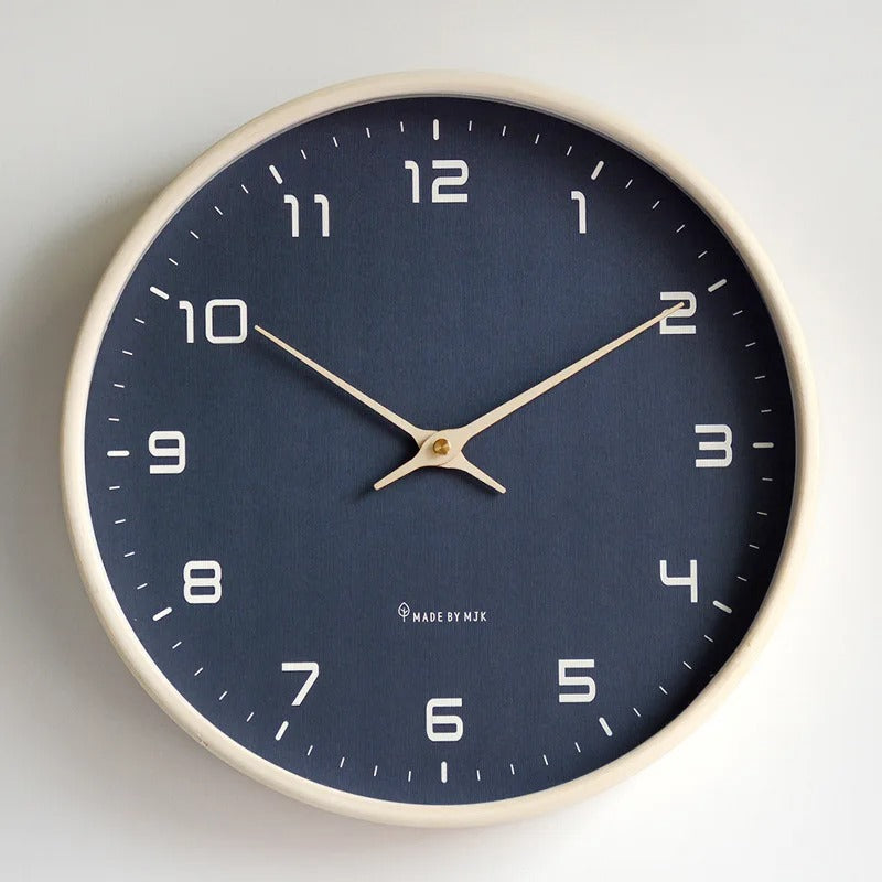 Minimalist Nordic Wall Clock in Metal and Wood