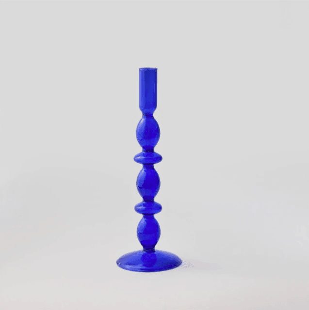 Vintage Glass Candle Holder with Curved Silhouette