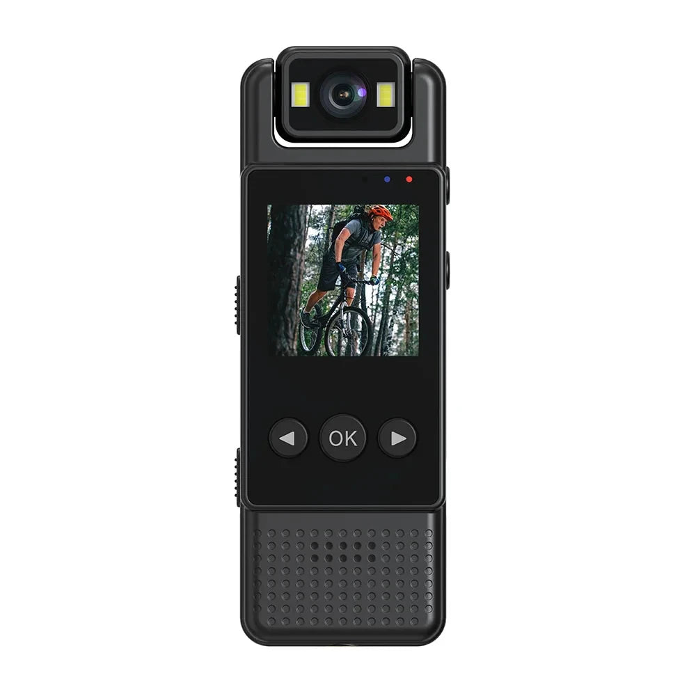 HD Night Vision Body Camera with 128GB Storage and 180° Rotatable Lens