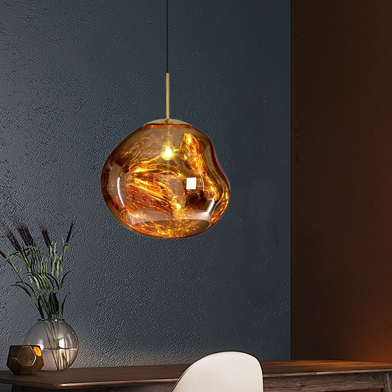 Luxury Glass and Metal Pendant Lamp in Silver, Gold, or Red