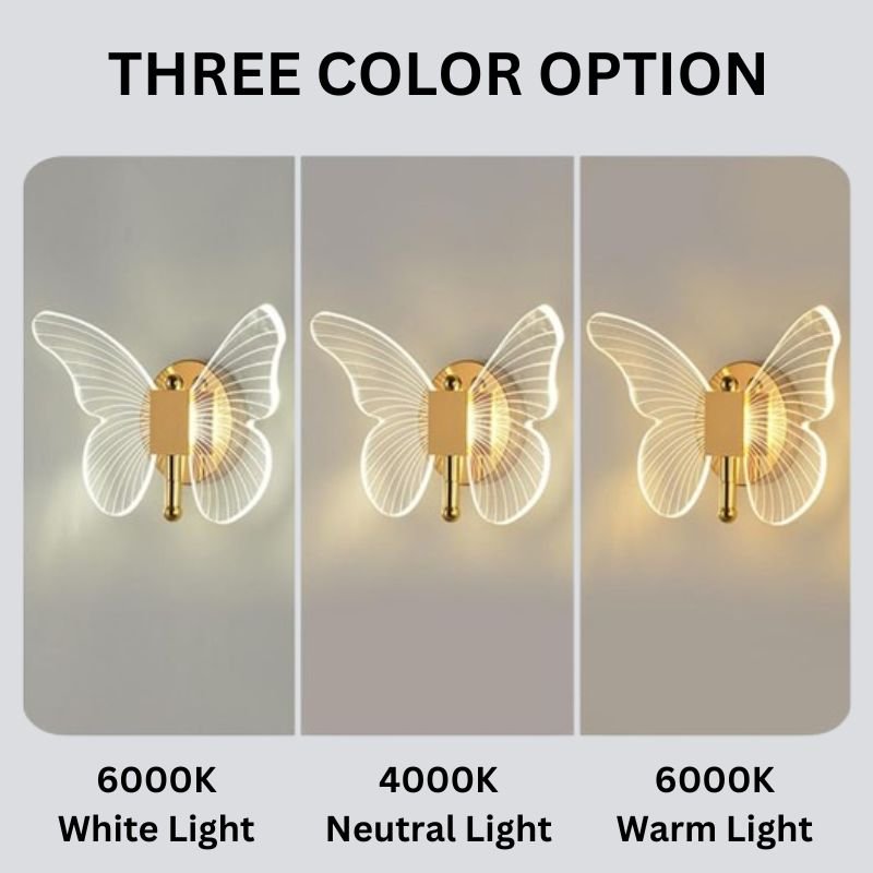 Butterfly LED Wall Light with 3 Light Modes - Energy Efficient and Elegant