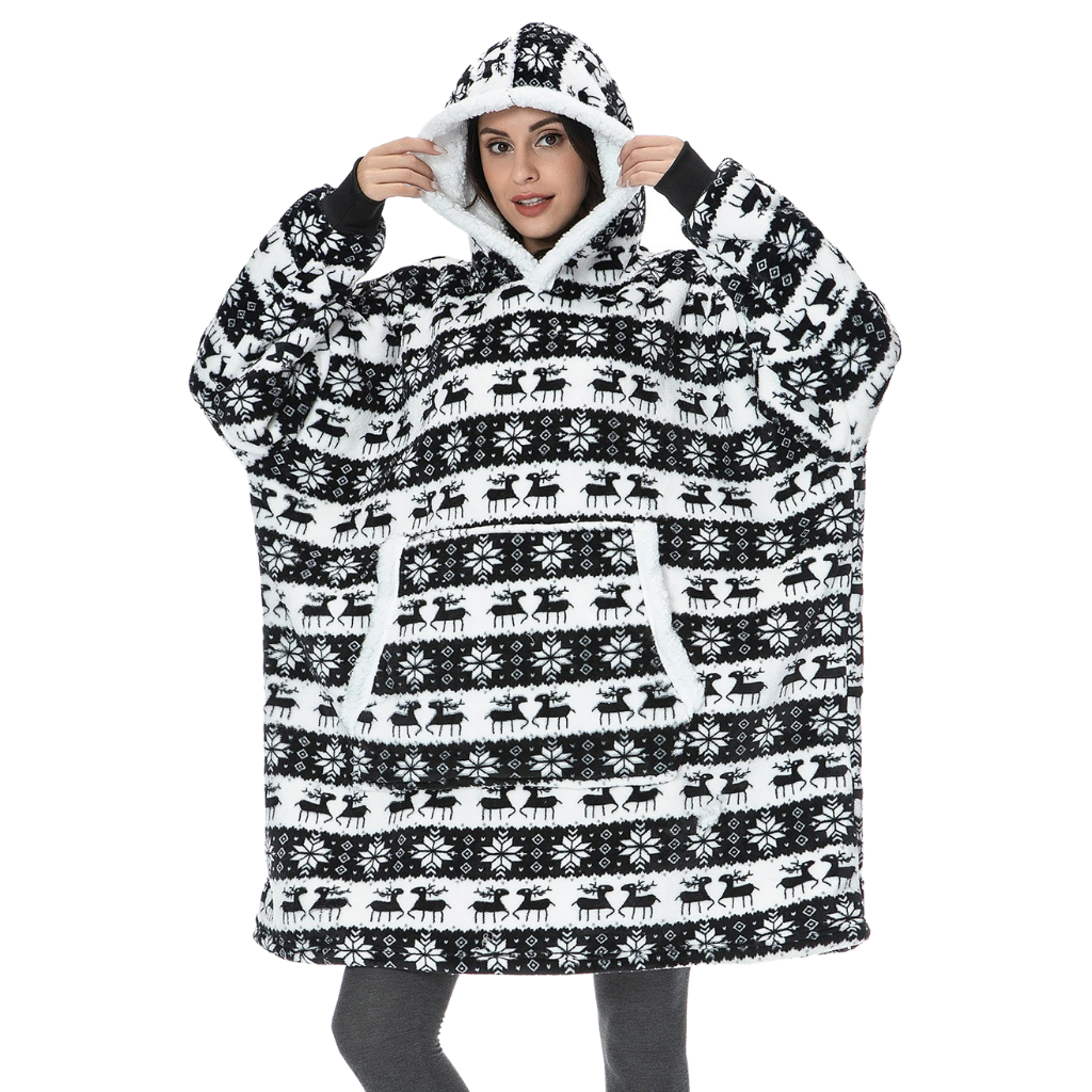 Cozy Oversized Blanket Hoodie with Sherpa Fleece Lining