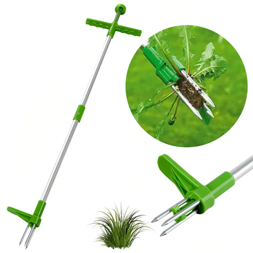 Long-Handled Weed Remover with Foot Pedal and 3-Claw Design