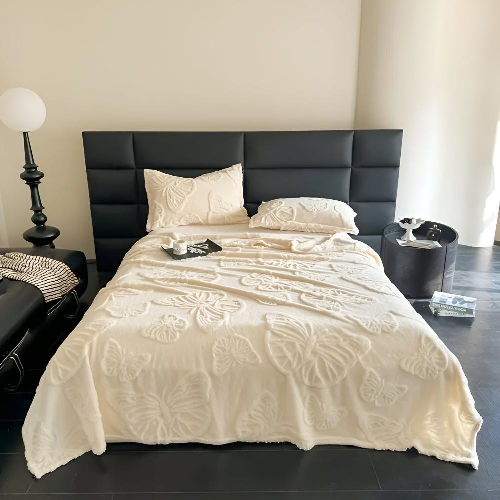 3D Butterfly Jacquard Flannel Blanket