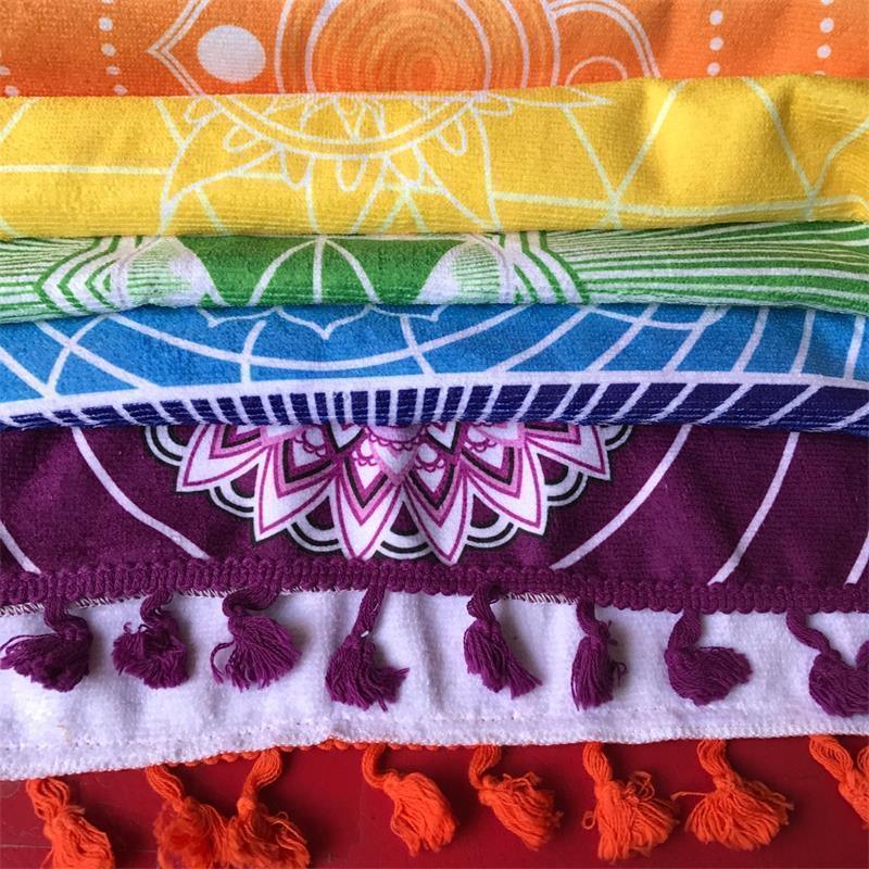 7 Chakra Rainbow Cotton Yoga Mat with Tassels