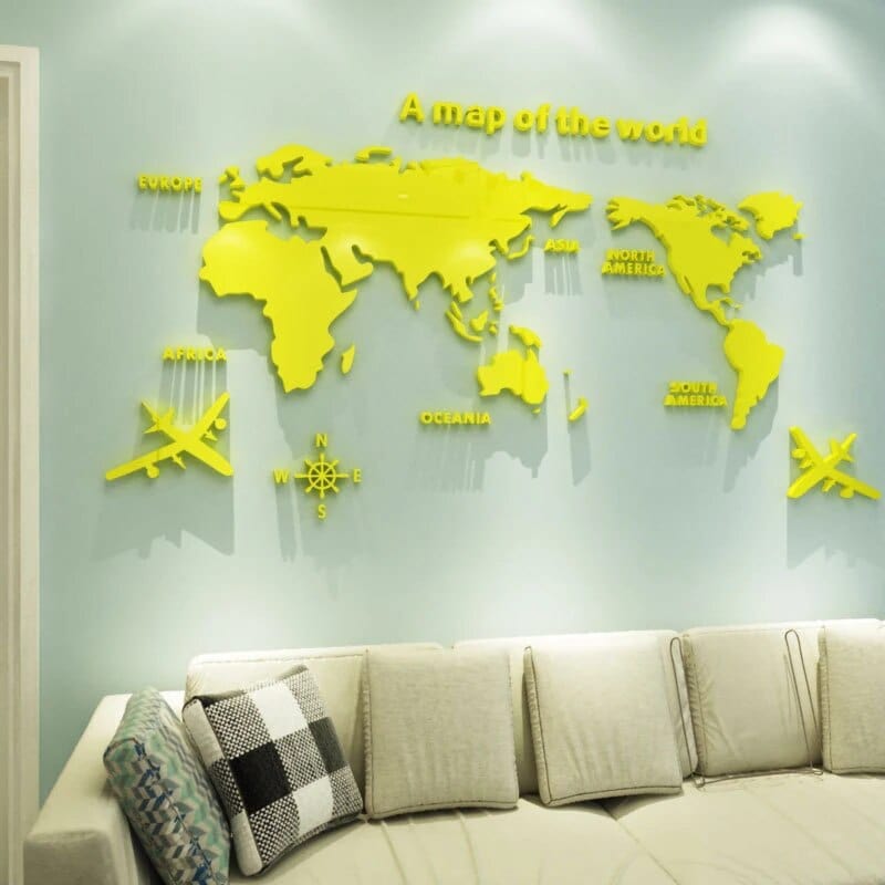 3D Acrylic World Map Wall Decal