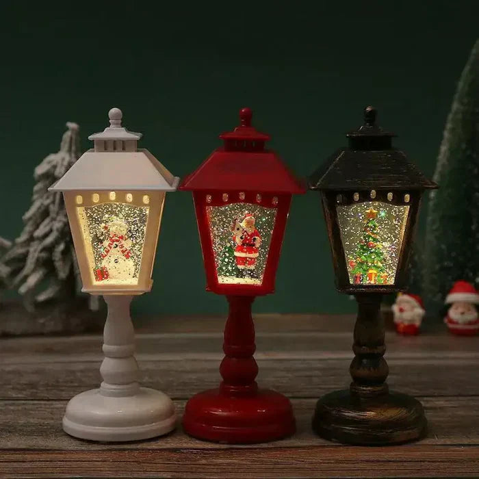 Christmas Lantern with Snow Effect and Warm LED Lighting