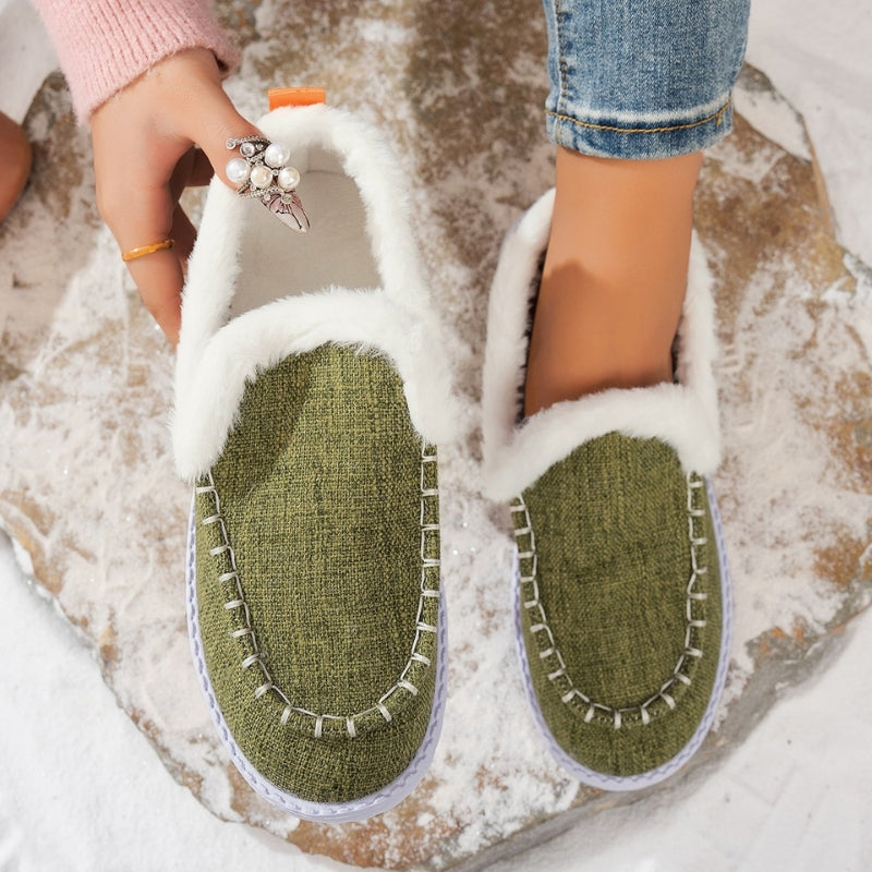 Women's Cozy Slip-On Loafers with Plush Fur Lining