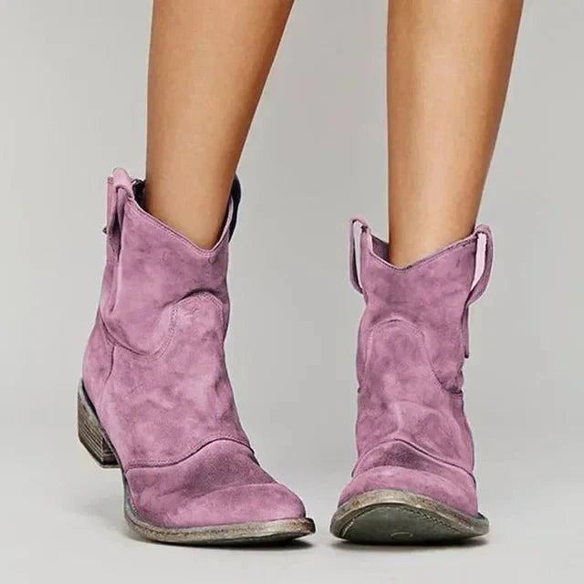 Women's Block Heel Western Ankle Boots