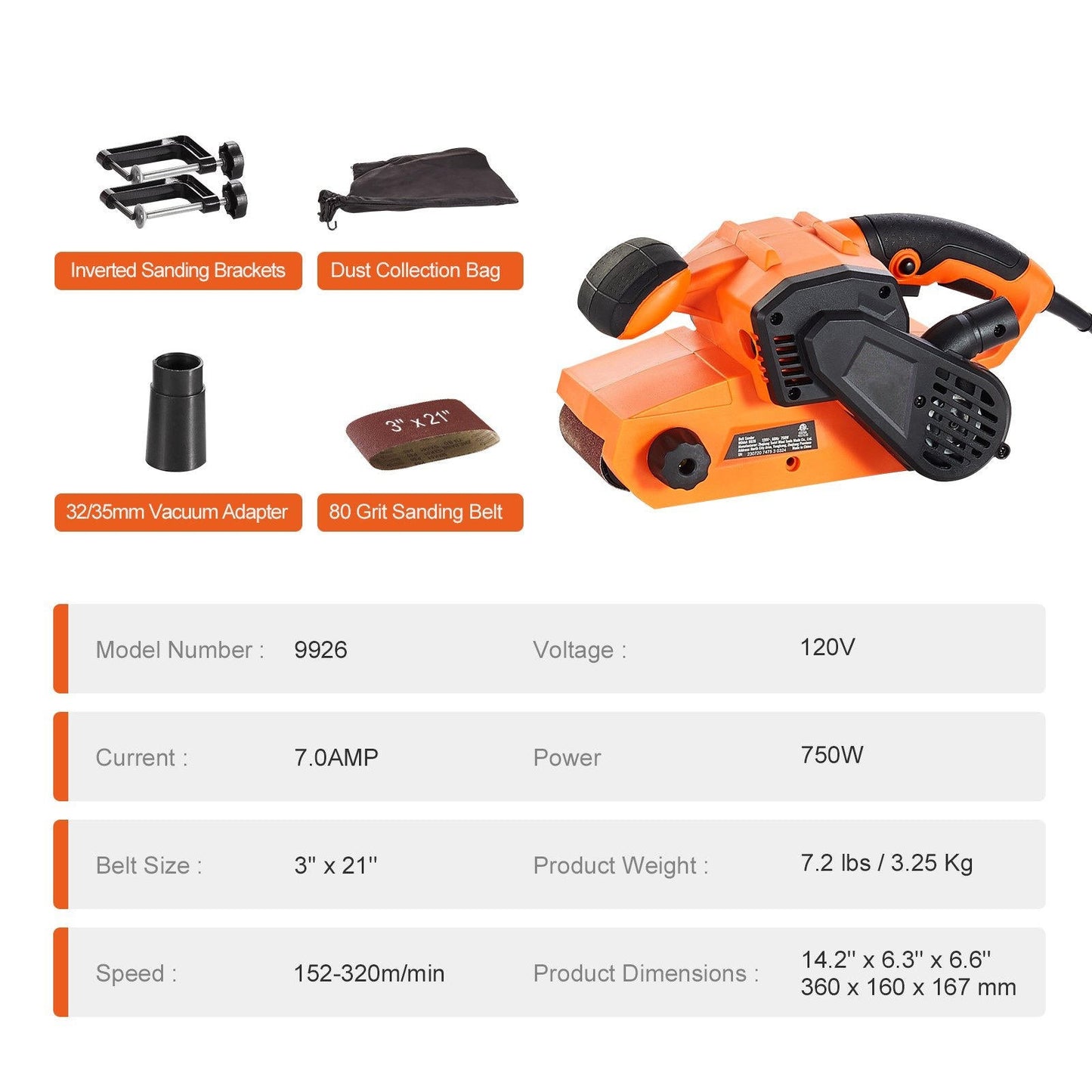 750W Ergonomic Woodworking Sander with Dust Control