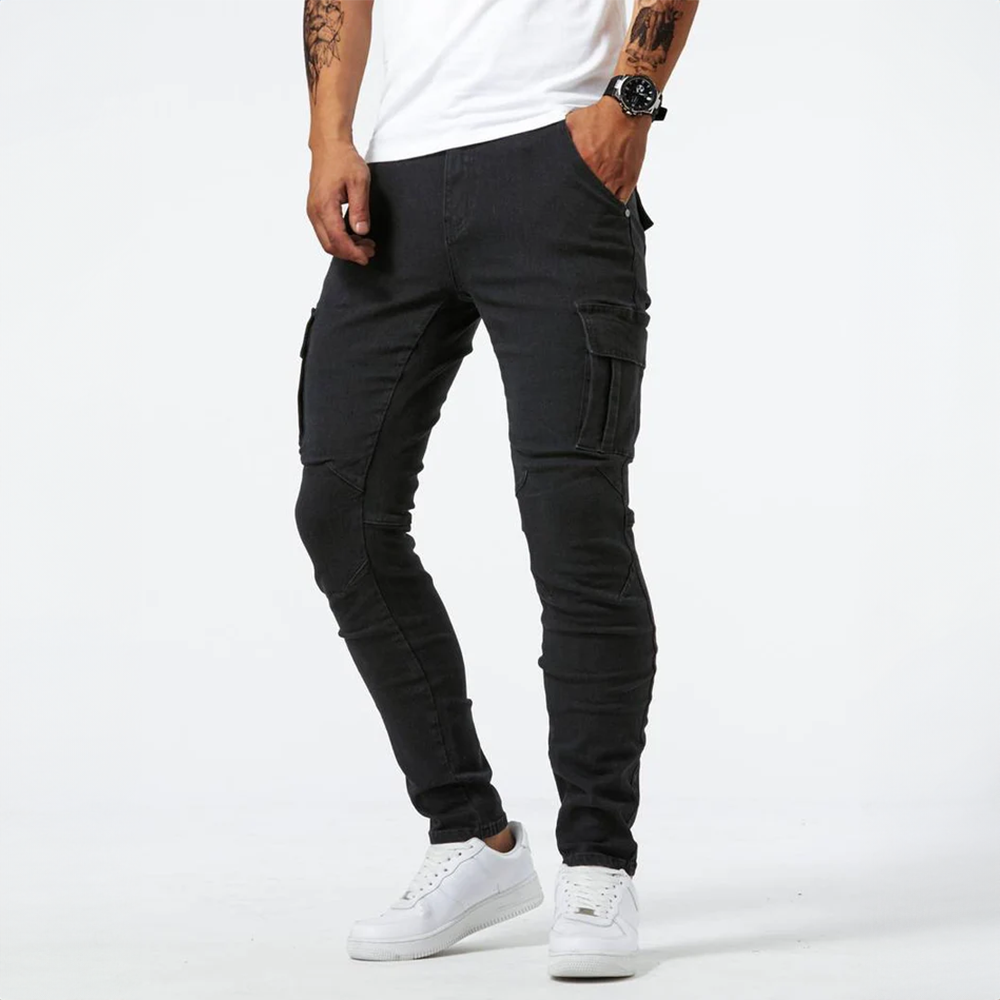 Slim Fit Cargo Pants with Multiple Pockets for Men