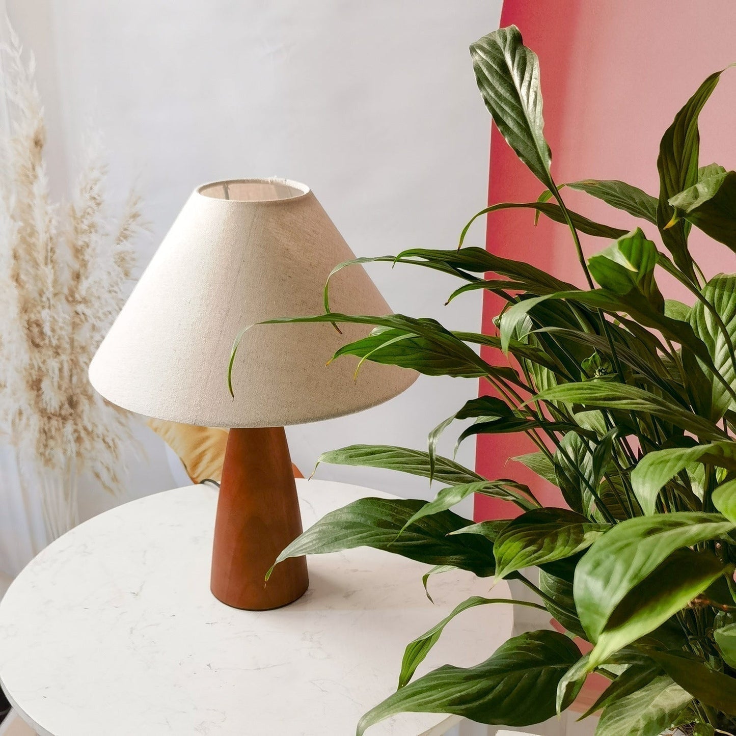 Classic Wooden Table Lamp with Cream Shade