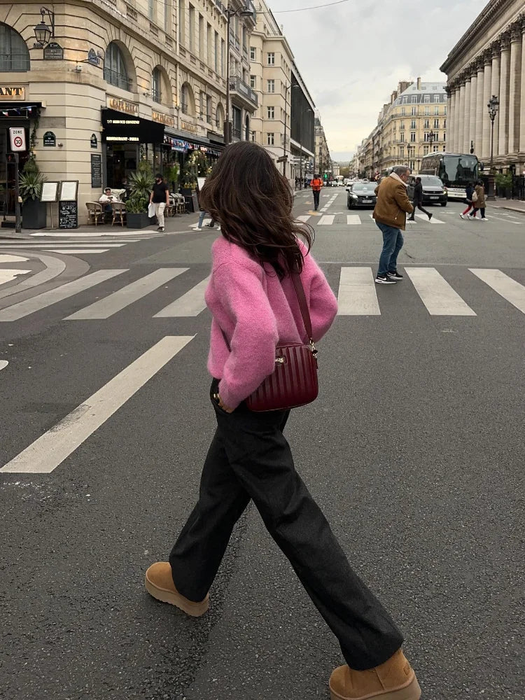 Soft Pink Mohair Cardigan for Women