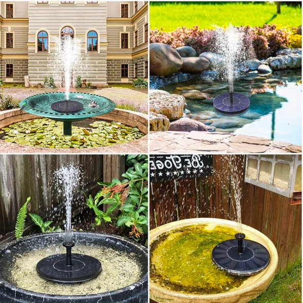 Solar-Powered Garden Fountain Pump with Interchangeable Nozzles