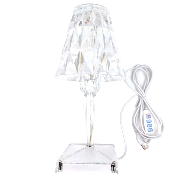 Touch-Sensor Crystal Table Lamp with USB Rechargeable Design