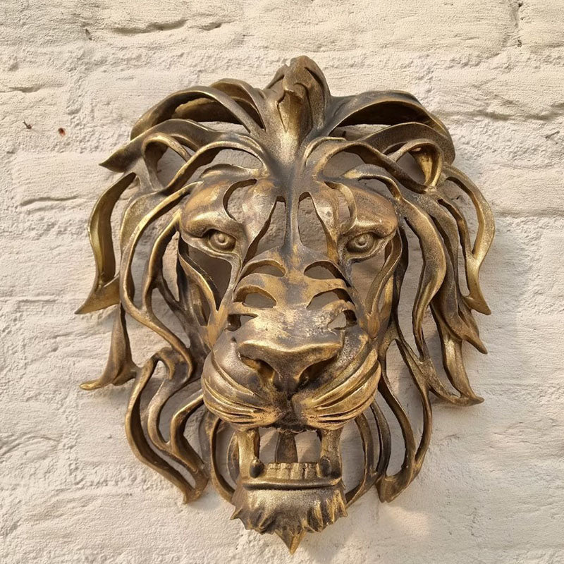 Gold Lion Head Wall Art Decor