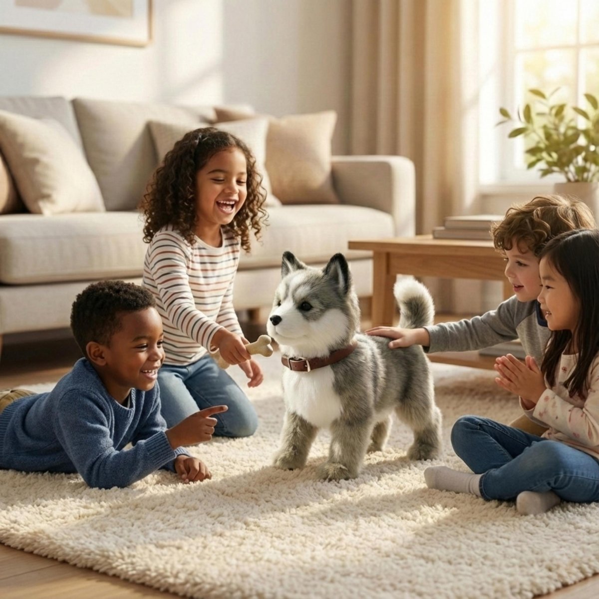 Interactive Plush Robot Dog with Realistic Movements and Sounds