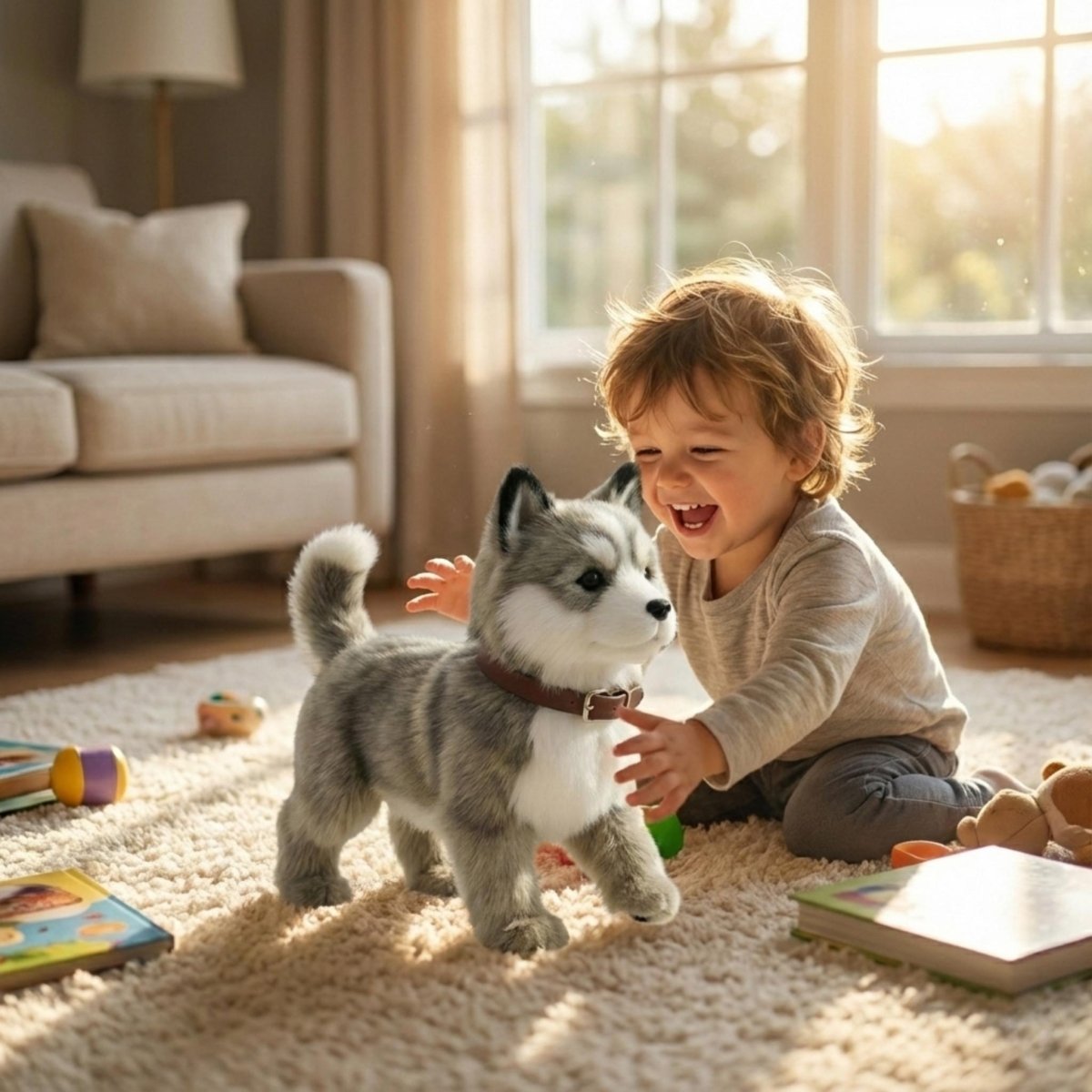 Interactive Plush Robot Dog with Realistic Movements and Sounds