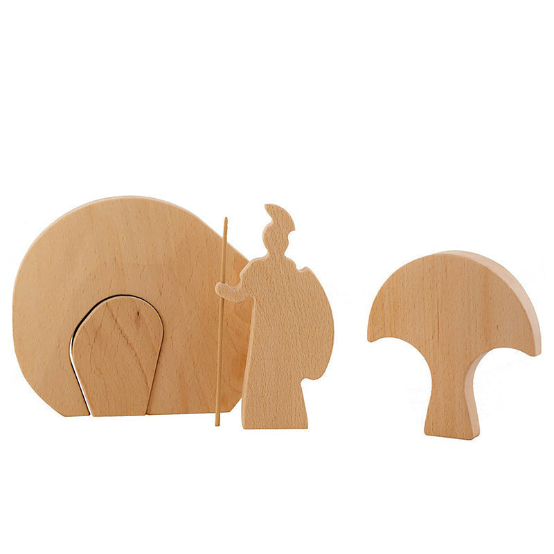 Easter Scene Wooden Christian Decor with Removable Cross and Angel