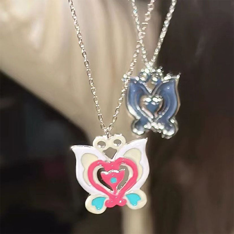 Fairy Butterfly Necklace in Steel and Titanium