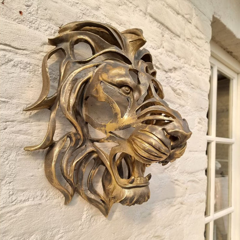 Golden Lion Head Wall Art Decor