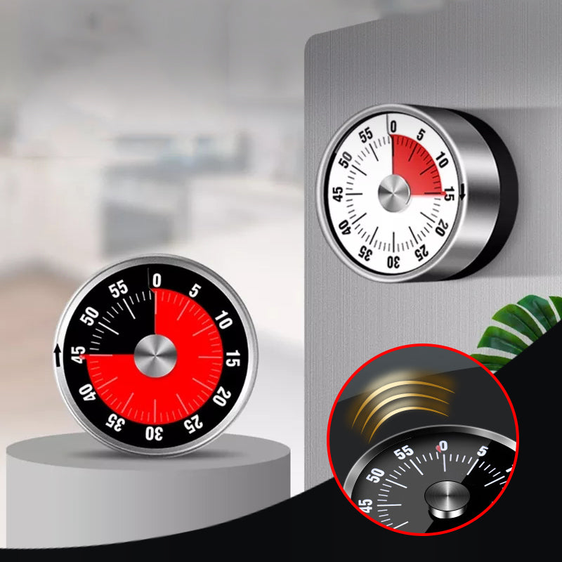 Stainless Steel Mechanical Kitchen Timer with Magnetic Base