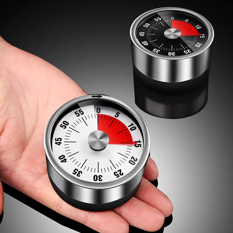 Stainless Steel Mechanical Kitchen Timer with Magnetic Base